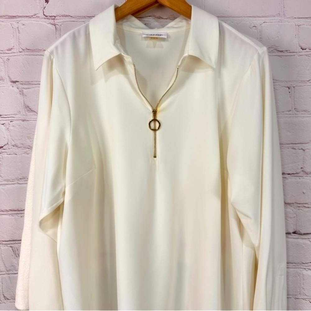 Calvin Klein women’s top blouse career formal fancy office attire long sleeve 1X